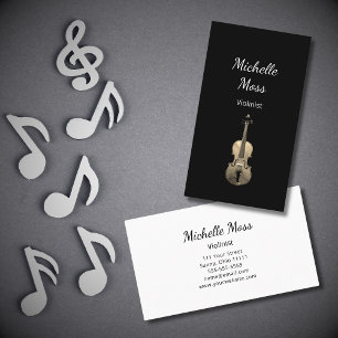 Violin Performer Classical Music Black White Business Card