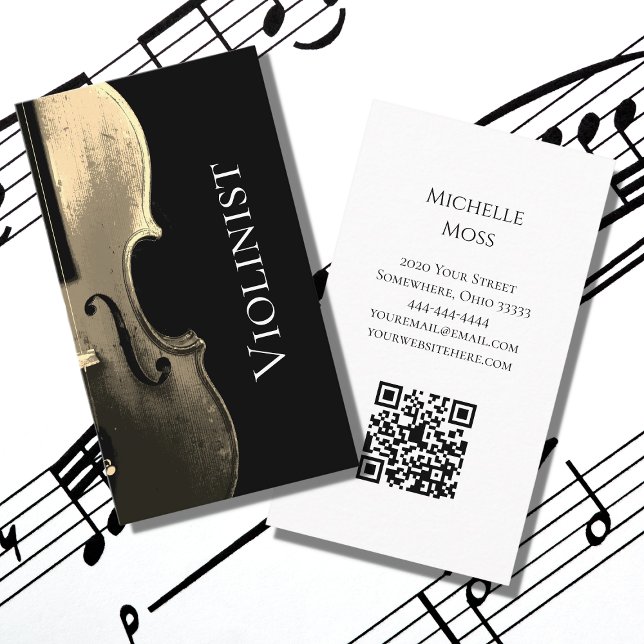 Violin Performer QR code  Musical Minimalist   Business Card (Creator Uploaded)