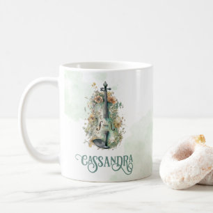 Violin Personalised Elegant Watercolor Coffee Mug