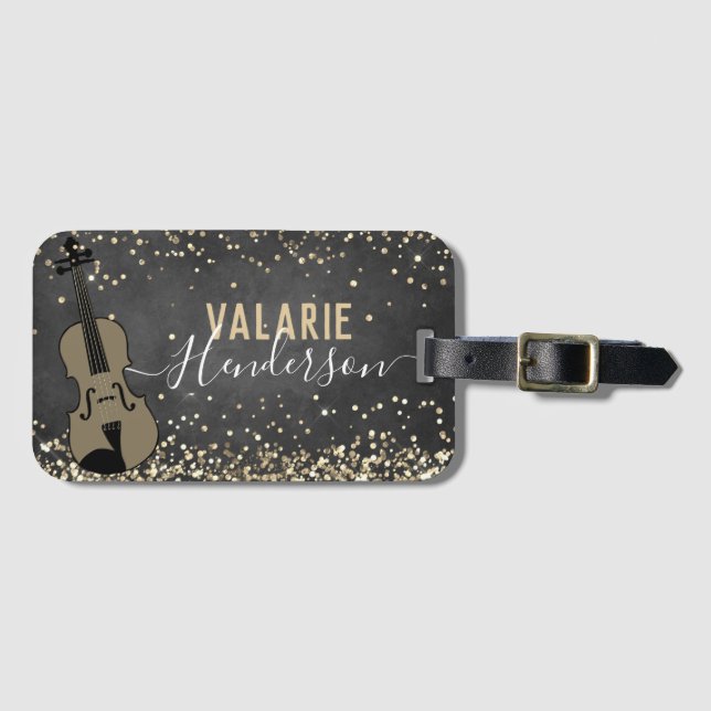 Violin Personalised Instrument Luggage Tag (Front Horizontal)