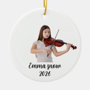 violin Photo Ornament, Musical Instrument  Ceramic Tree Decoration