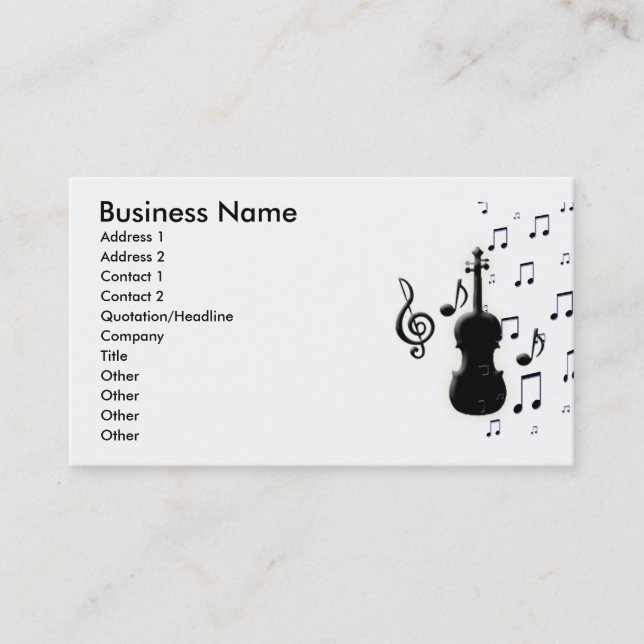 Violin Piano & Music Notes Business Cards (Front)