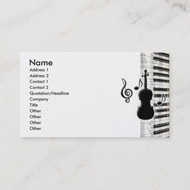 Violin Piano & Music Notes Business Cards (Front)