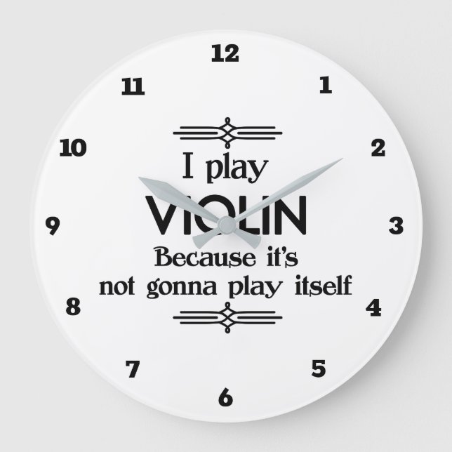 Violin - Play Itself Funny Deco Music Large Clock (Front)