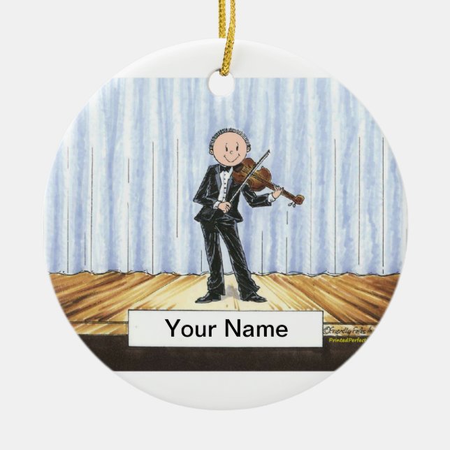 Violin Player - Male Ceramic Tree Decoration (Front)