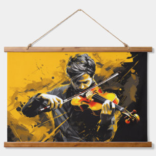 Violin Player Music Painting Abstract Art Decor Hanging Tapestry