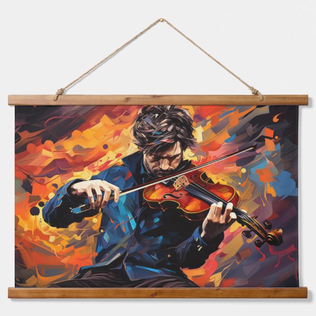 Violin Player Music Painting Abstract Art Decor Hanging Tapestry (Front)