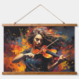 Violin Player Music Painting Abstract Art Decor Hanging Tapestry