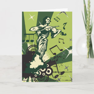 Violin Player Musical Notes