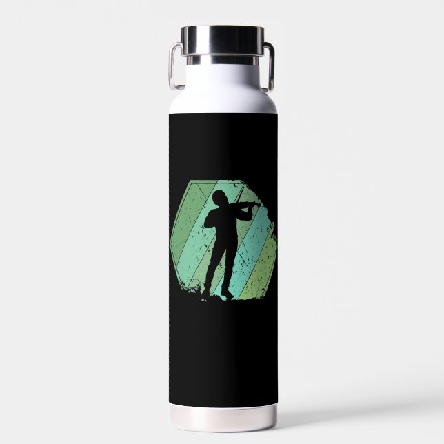 Violin Player Retro Water Bottle (Front)