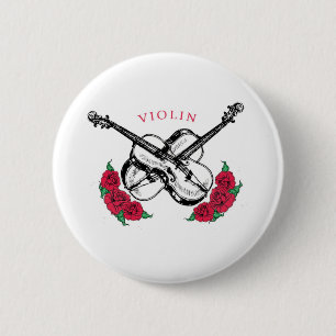 Violin Player Violin and Roses 6 Cm Round Badge