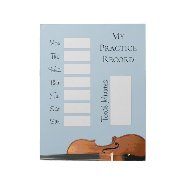 Violin Practice Record Chart Notepad (Rotated)