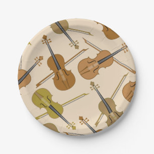 Violin Print Pattern Paper Plate