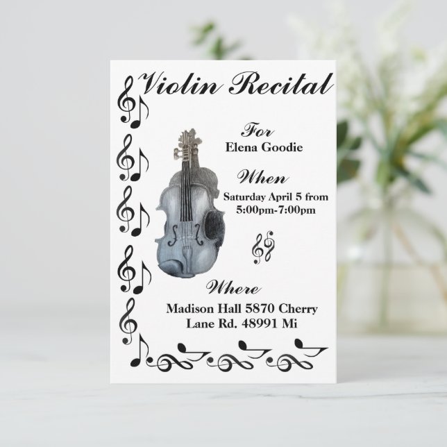 Violin Recital Invitation (Standing Front)
