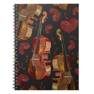 Violin Red Heart Music Pattern Notebook