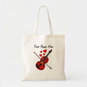 Violin Red Hearts Violinist Musician Custom Tote Bag