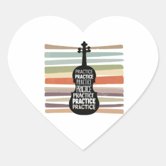 violin retro heart sticker