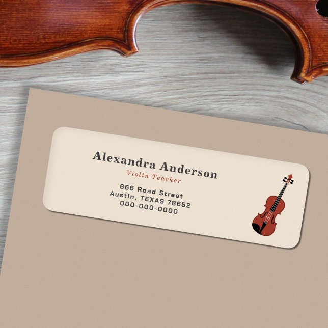 Violin Return Address Label (Violin Return Address Label Sticker)
