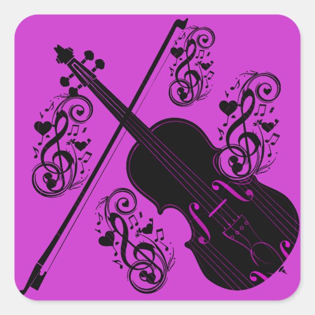 Violin,Rocking love_ Square Sticker (Front)
