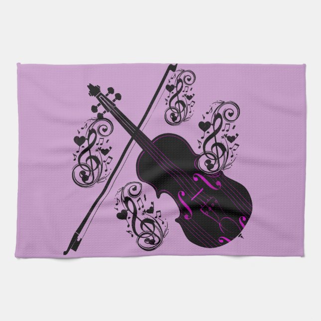 Violin,Rocking love_ Tea Towel (Horizontal)
