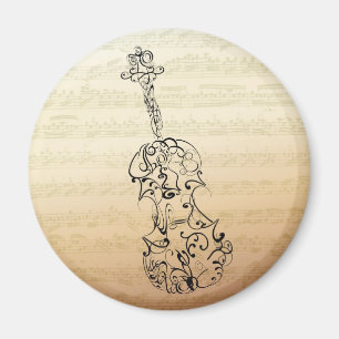 Violin Scrawl on Bach Manuscript Magnet