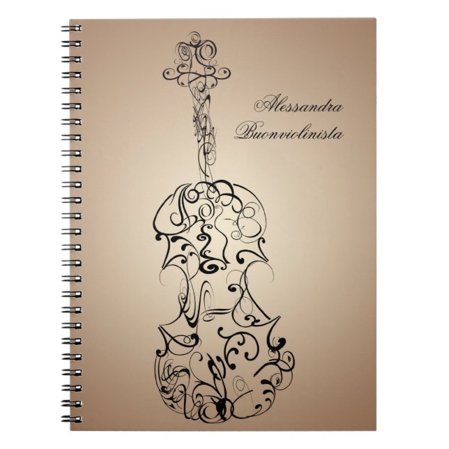 Violin Scrawl Spiral Notebook (Front)
