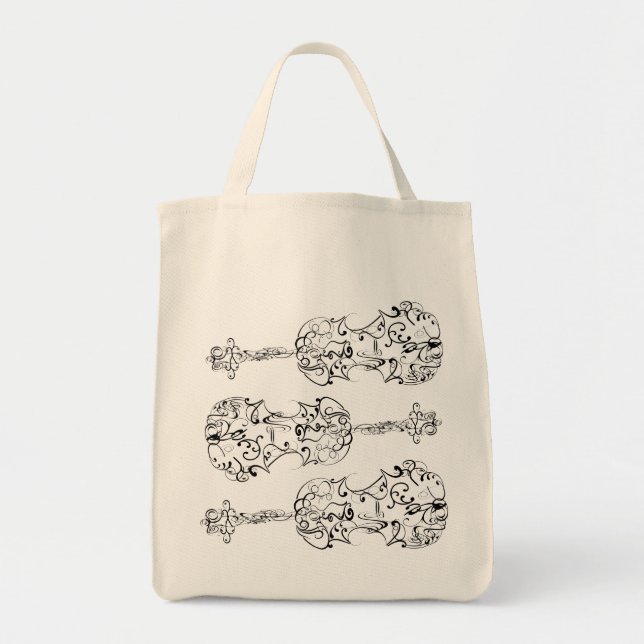 Violin Scrawl Tote Bag (Front)