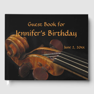 Violin Scroll Birthday Party Guest Book
