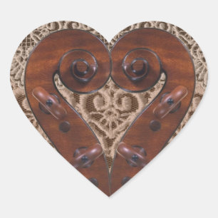 Violin Scroll Heart Sticker
