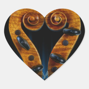 Violin Scroll Pegs Heart Sticker