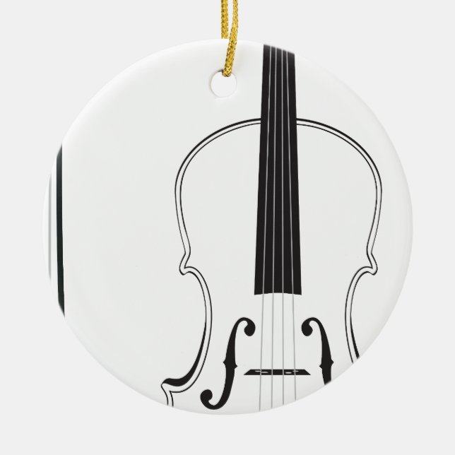 Violin Silhouette Ceramic Tree Decoration (Front)
