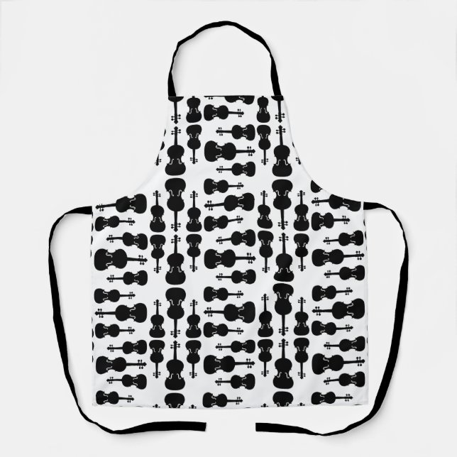 Violin Silhouettes Music Themed CUSTOM BG COLOR Apron (Front)