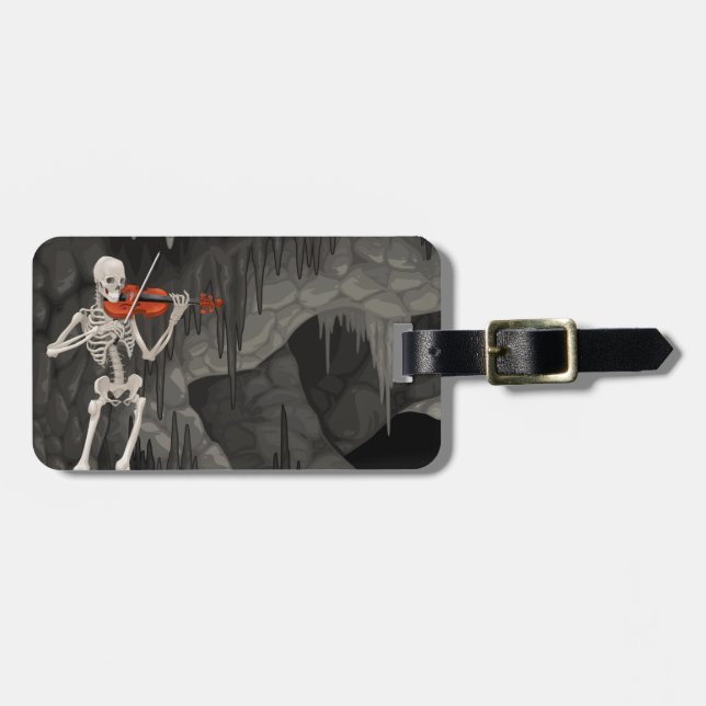 violin skeleton luggage tag (Front Horizontal)