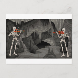 violin skeleton postcard