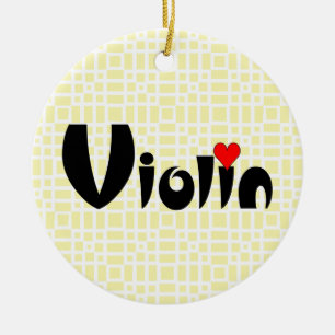Violin Small Heart Ceramic Tree Decoration