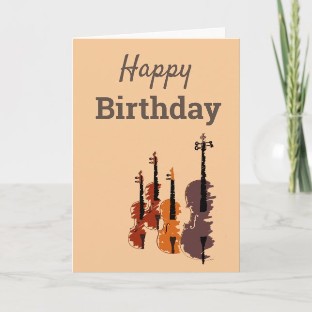 Violin string quartet arty music card (Front)
