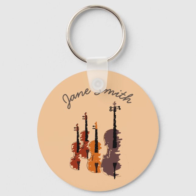 Violin string quartet arty music key ring (Front)