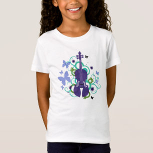 Violin T-Shirt for Kids-Butterflys and Swirls