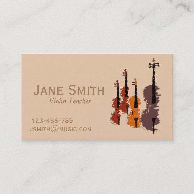Violin Teacher String instrument music tutor Business Card (Front)