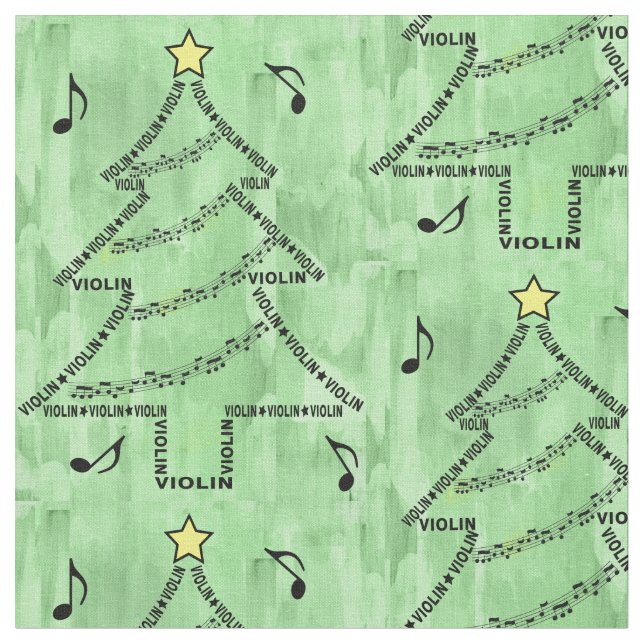 Violin Text Christmas Tree  Fabric (Close Up)