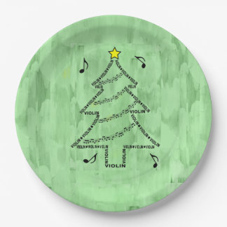 Violin Text Christmas Tree Paper Plate