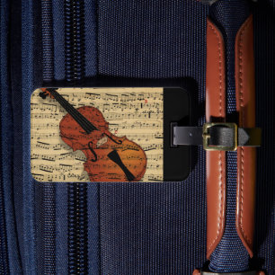 Violin Vintage Music Luggage Tag