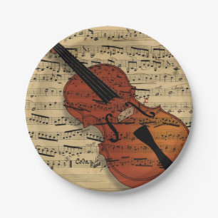 Violin & Vintage Music Paper Plate