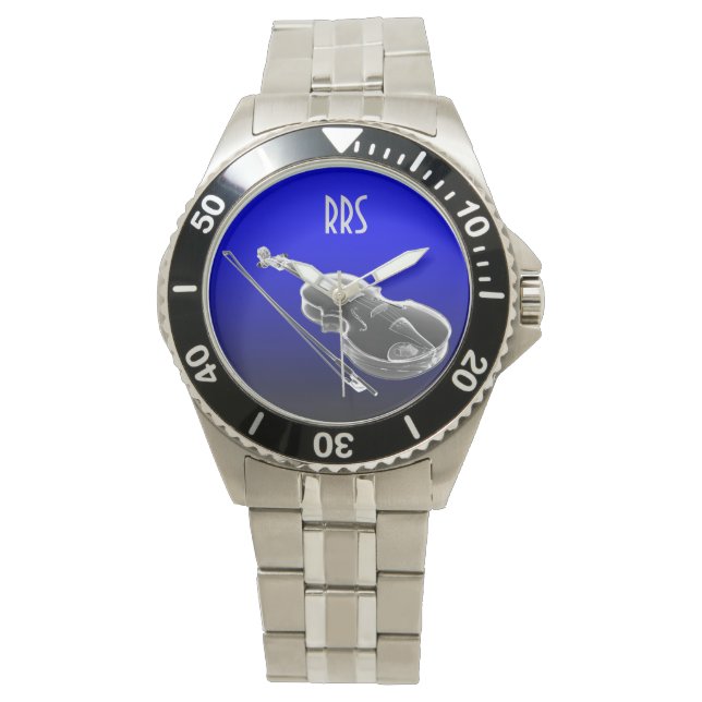 Violin Viola Cello Personalised Monogram Gift Watch (Front)