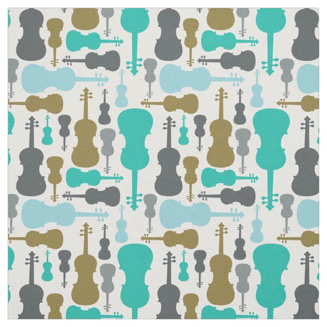 Violin Viola String Instrument Orchestra Music Fabric (Swatch)