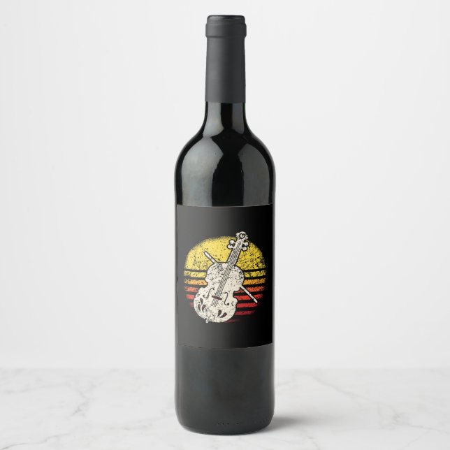 Violin Violinist Retro Vintage Wine Label (Front)