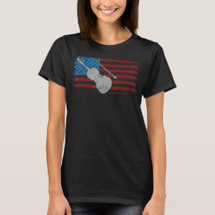 Violin Violinist Usa American Flag Vintage T-Shirt