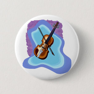 Violin with Blue background graphic image 6 Cm Round Badge