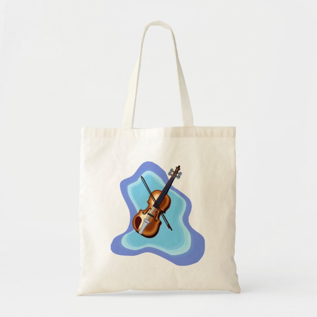 Violin with Blue background graphic image Tote Bag (Front)