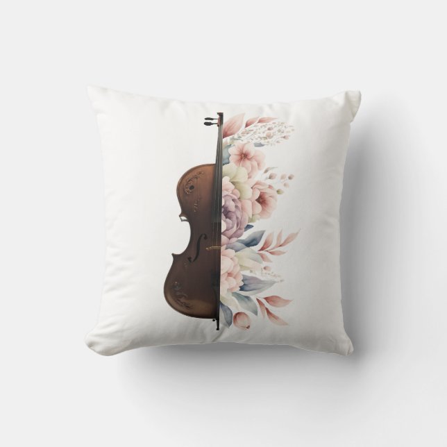 Violin with flowers. cushion (Front)